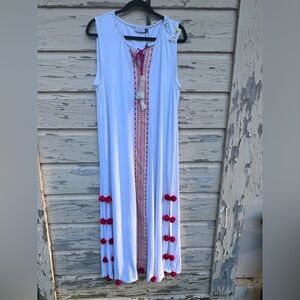 Cabana Life Embroidered Resortwear BoHo Swimsuit Cover Sleeveless Maxi Dress